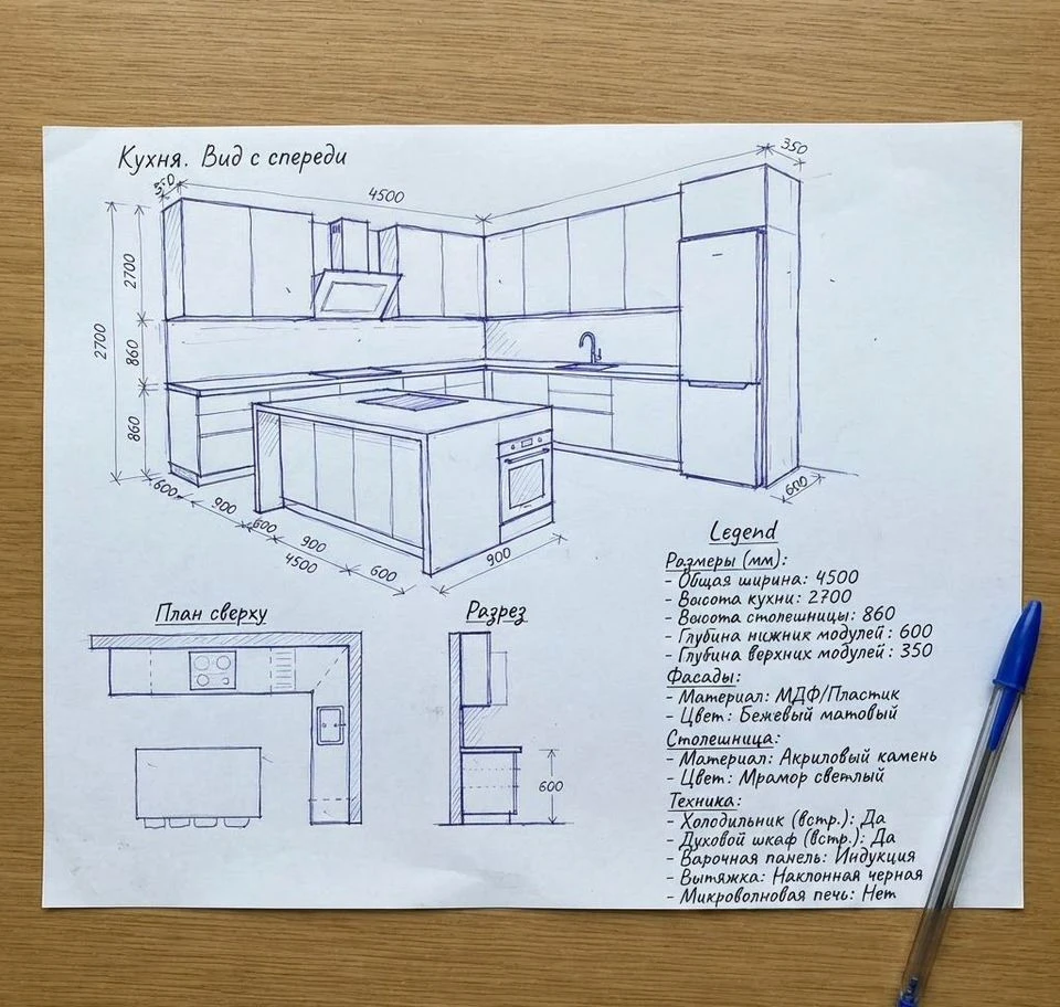 Кухня на заказ с 3D визуализацией